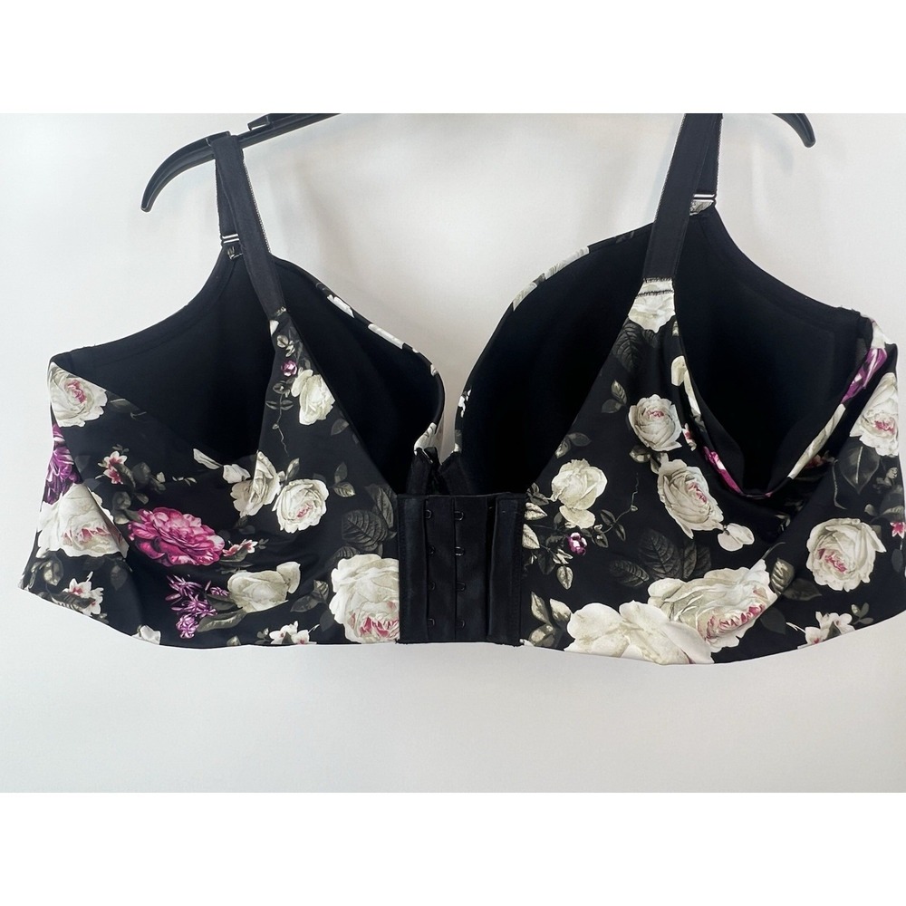 Torrid Dark Floral Push-Up T-Shirt Bra Women 46DDD Cottagecore Goth Coquette - Picture 5 of 9